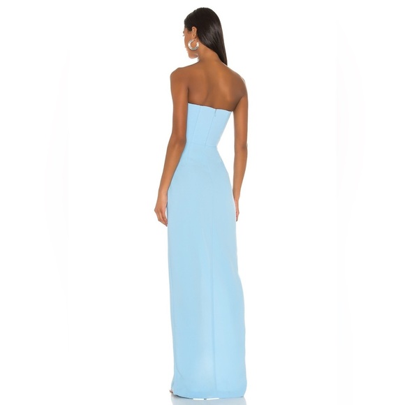 NWT Amanda Uprichard Cherri Strapless Maxi Gown Pacific Light Blue sz Medium - Picture 3 of 4